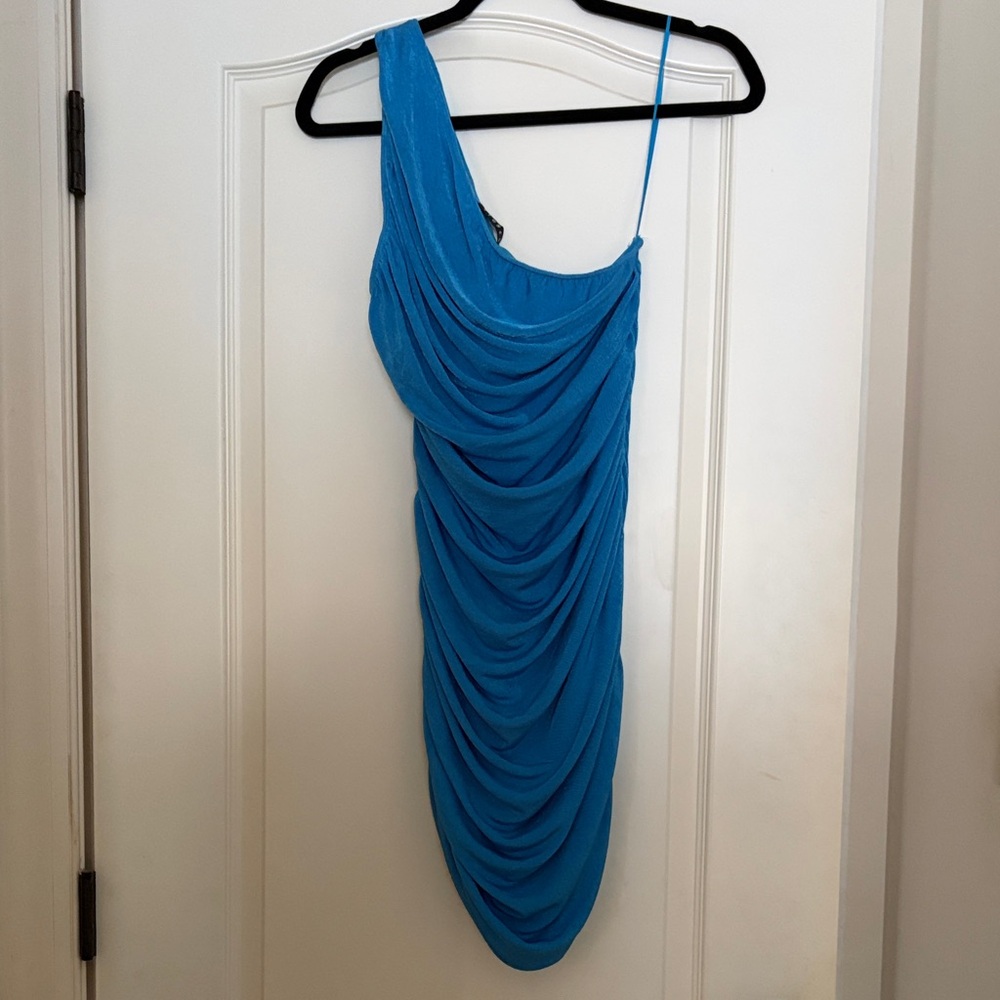 Elegant Blue One-Shoulder Dress